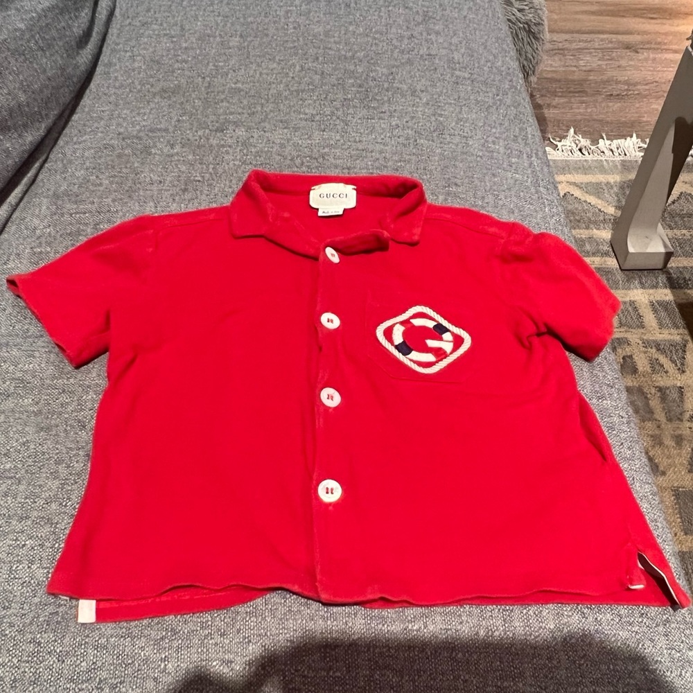 💎 Gucci Toddler Little boys size 4 Button-up short sleeve polo collared shirt